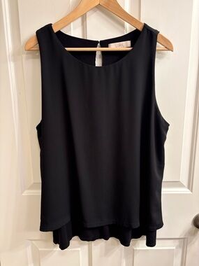 LOFT Black Layered Sleeveless Shell Top XL